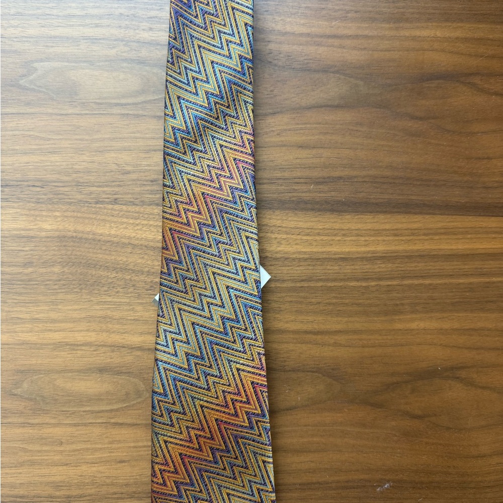 Missoni Blue and Orange Zigzag Tie
